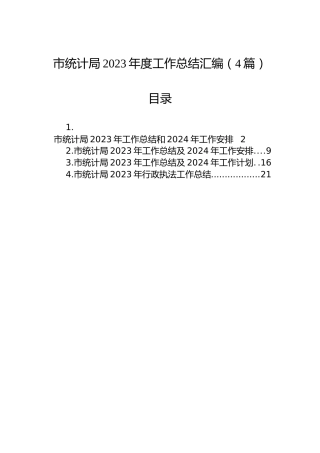 市统计局2023年度工作总结汇编（4篇）