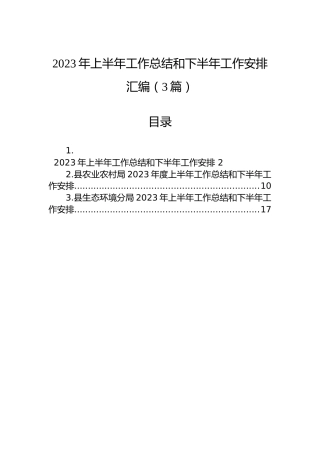 2023年上半年工作总结和下半年工作安排汇编（3篇）
