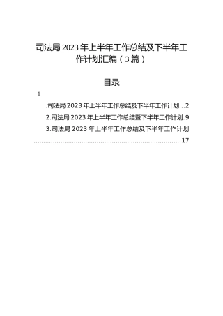 司法局2023年上半年工作总结及下半年工作计划汇编（3篇）