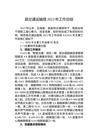 县交通运输局2023年工作总结 (2)