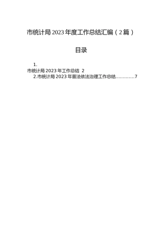 市统计局2023年度工作总结汇编（2篇）
