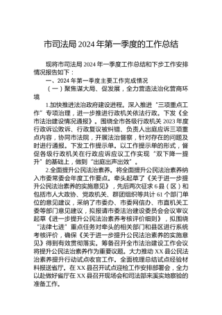 市司法局2024年第一季度的工作总结