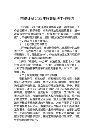 市统计局2023年行政执法工作总结