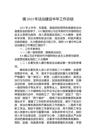 镇2023年法治建设半年工作总结