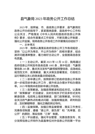 县气象局2023年政务公开工作总结