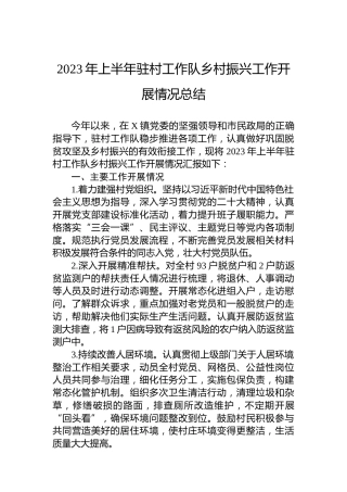 2023年上半年驻村工作队乡村振兴工作开展情况总结