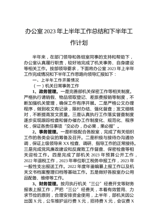 办公室2023年上半年工作总结和下半年工作计划