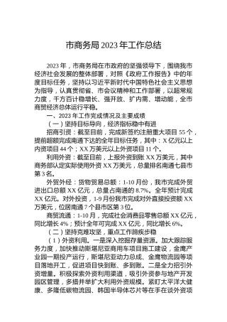 市商务局2023年工作总结