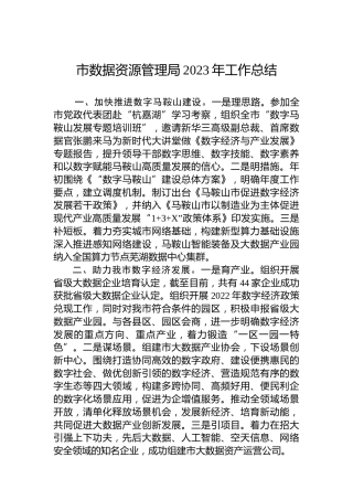市数据资源管理局2023年工作总结