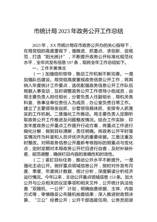 市统计局2023年政务公开工作总结