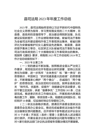 县司法局2023年年度工作总结