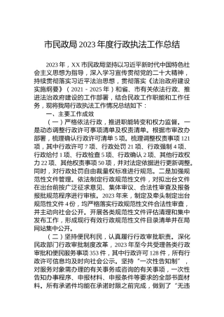 市民政局2023年度行政执法工作总结