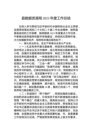 县数据资源局2023年度工作总结