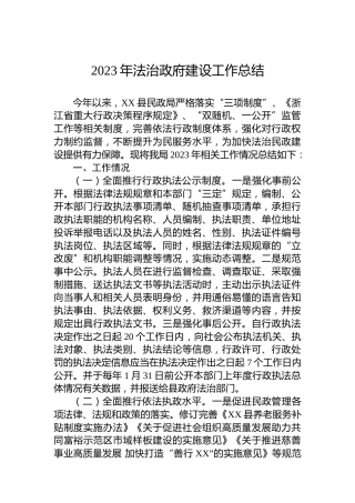 2023年法治政府建设工作总结