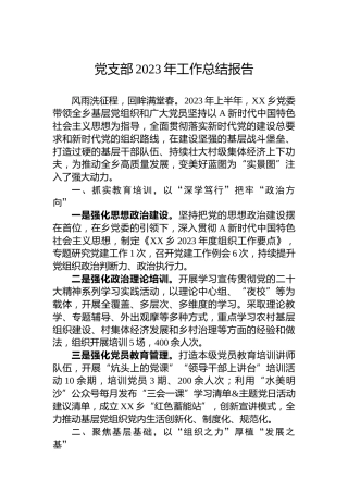 党支部2023年工作总结报告