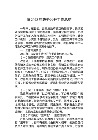 镇2023年政务公开工作总结