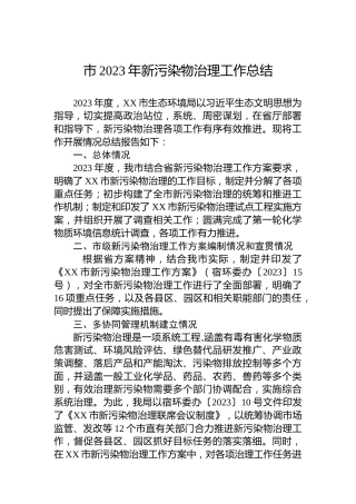 市2023年新污染物治理工作总结