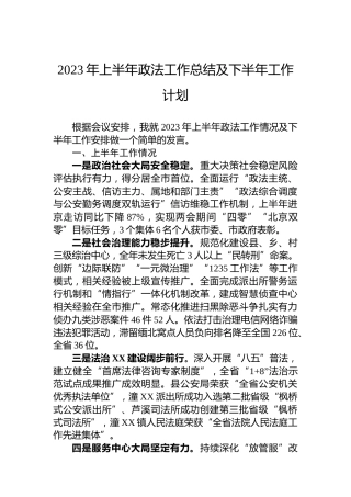 2023年上半年政法工作总结及下半年工作计划