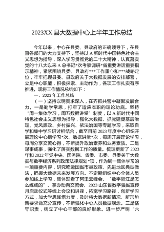 2023XX县大数据中心上半年工作总结