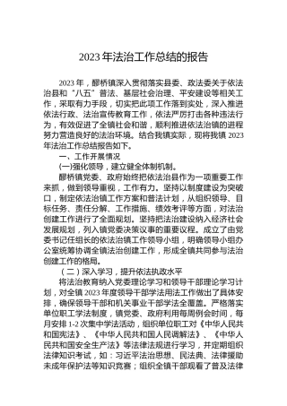 2023年法治工作总结的报告