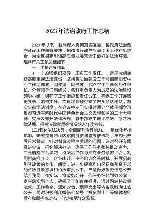 2023年法治政府工作总结