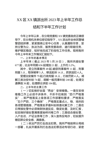 XX区XX镇派出所2023年上半年工作总结和下半年工作计划