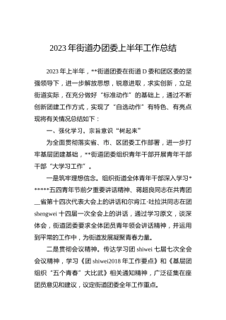 2023年街道办团委上半年工作总结