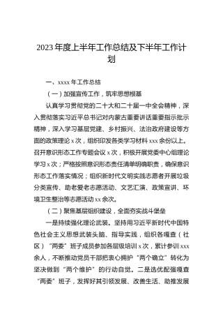 2023年度上半年工作总结及下半年工作计划