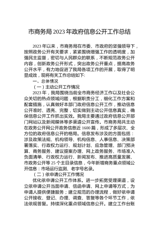 市商务局2023年政府信息公开工作总结