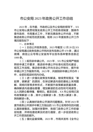市公安局2023年政务公开工作总结