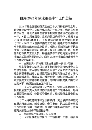 县局2023年依法治县半年工作总结