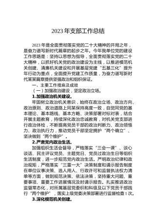 2023年支部工作总结