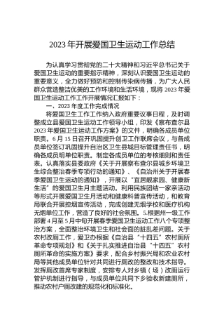 2023年开展爱国卫生运动工作总结