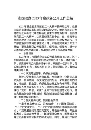 市国动办2023年度政务公开工作总结