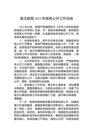 县文旅局2023年政务公开工作总结