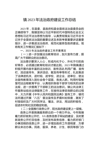 镇2023年法治政府建设工作总结