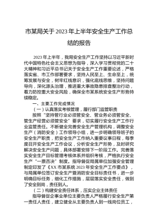 市某局关于2023年上半年安全生产工作总结的报告