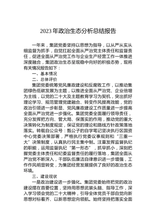 2023年政治生态分析总结报告
