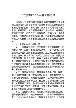 市司法局2023年度工作总结