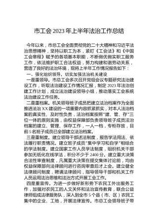 市工会2023年上半年法治工作总结