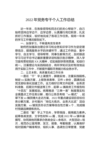 2022年党务专干个人工作总结