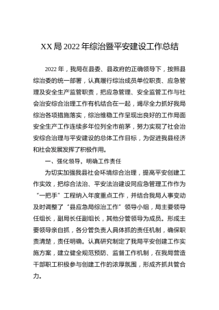 XX局2022年综治暨平安建设工作总结