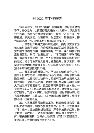 村2022年工作总结