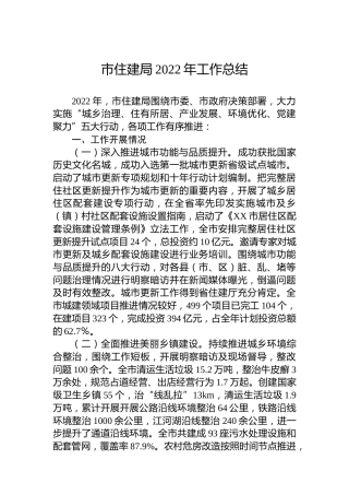 市住建局2022年工作总结
