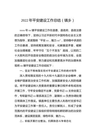 2022年平安建设工作总结（镇乡）