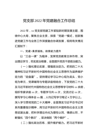 党支部2022年党建融合工作总结