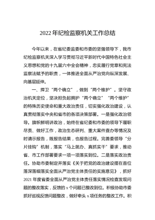 2022年纪检监察机关工作总结