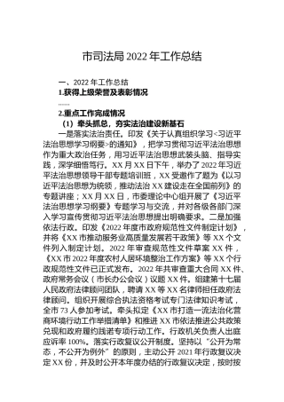 市司法局2022年工作总结