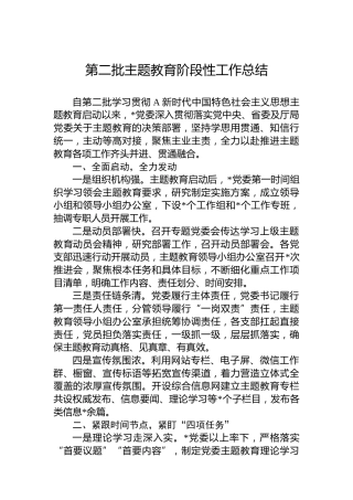 第二批主题教育阶段性工作总结