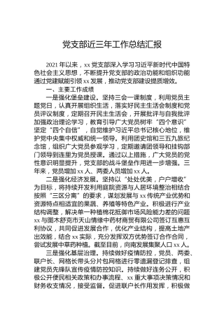 党支部近三年工作总结汇报